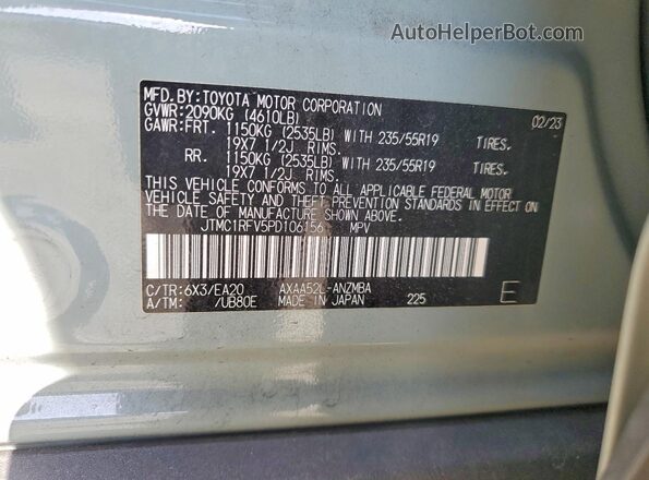 JTMC1RFV5PD106156 2023 TOYOTA RAV4 Gray VIN sticker view