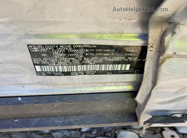 JTME6RFV0NJ019497 2022 TOYOTA RAV4 Silver Widok naklejki z numerem VIN