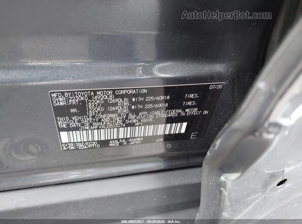 JTME6RFVXLD503074 2020 TOYOTA RAV4 HYBRID Gray Vista del compartimento del motor