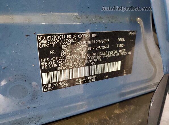 JTME6RFVXPD543922 2023 TOYOTA RAV4 Blue VIN sticker view
