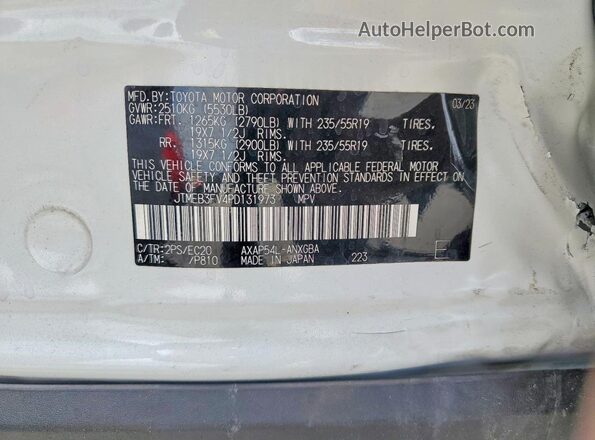 JTMEB3FV4PD131973 2023 TOYOTA RAV4 Two Tone VIN կոդի պիտակի տեսք