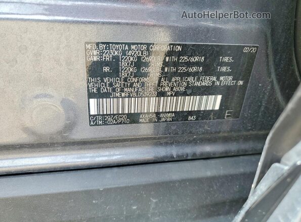 JTMEWRFV8LD539233 2020 TOYOTA RAV4 Серый Вид подкапотного пространства