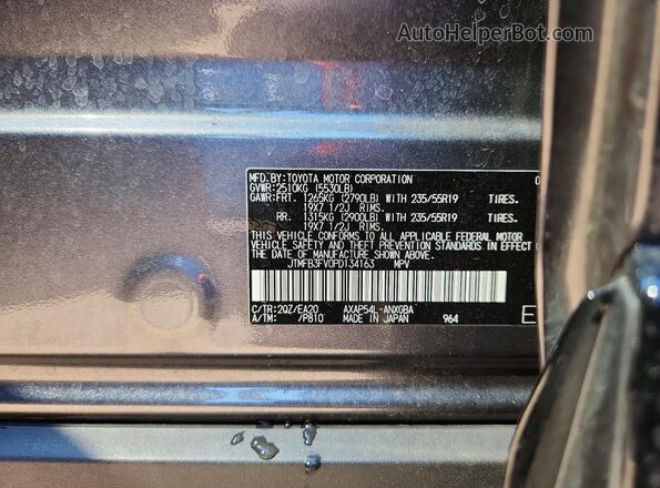 JTMFB3FV0PD134163 2023 TOYOTA RAV4 Gray VIN կոդի պիտակի տեսք