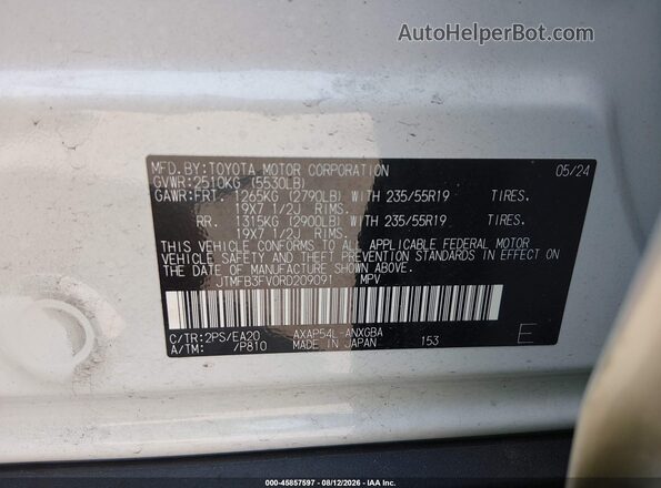 JTMFB3FV0RD209091 2024 TOYOTA RAV4 PRIME White Widok komory silnika