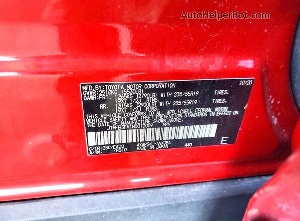 JTMFB3FV1MD010009 2021 TOYOTA RAV4 Red VIN sticker view