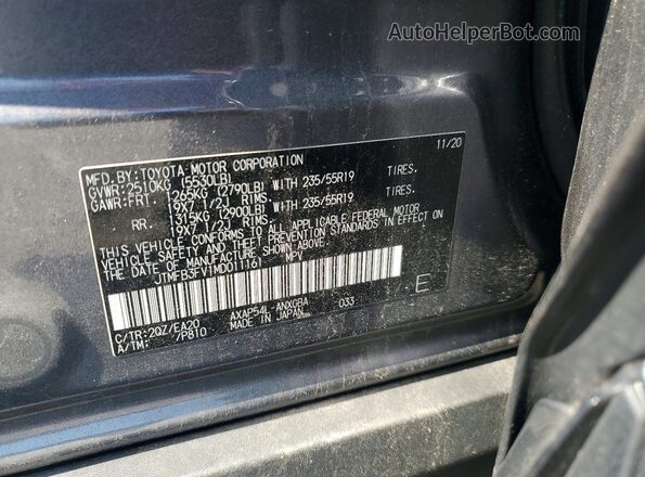 JTMFB3FV1MD011161 2021 TOYOTA RAV4 Черный Вид наклейки с VIN-кодом