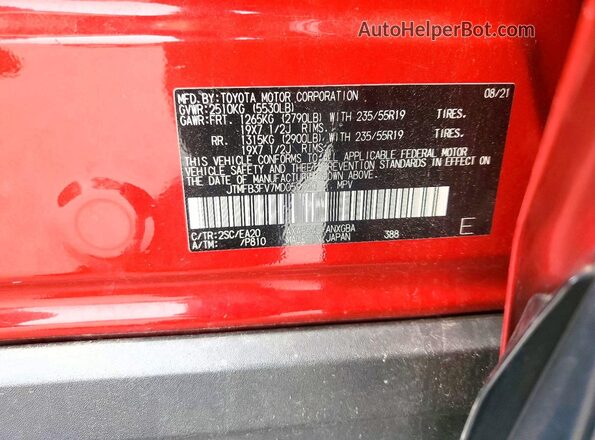 JTMFB3FV7MD059960 2021 TOYOTA RAV4 Red Вид наклейки з VIN-кодом