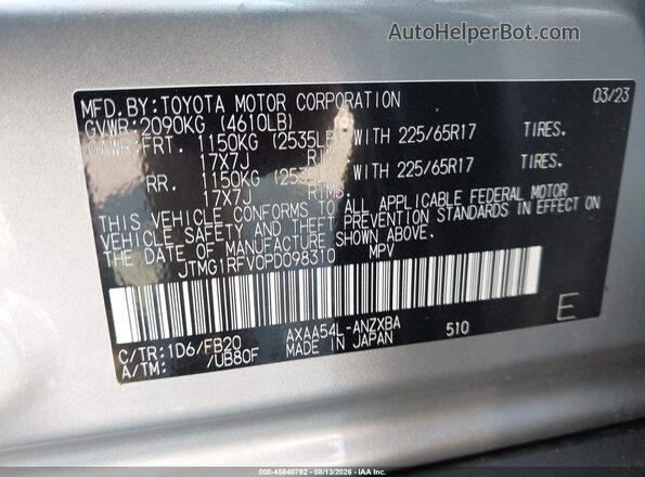 JTMG1RFV0PD098310 2023 TOYOTA RAV4 Silver Engine compartment view