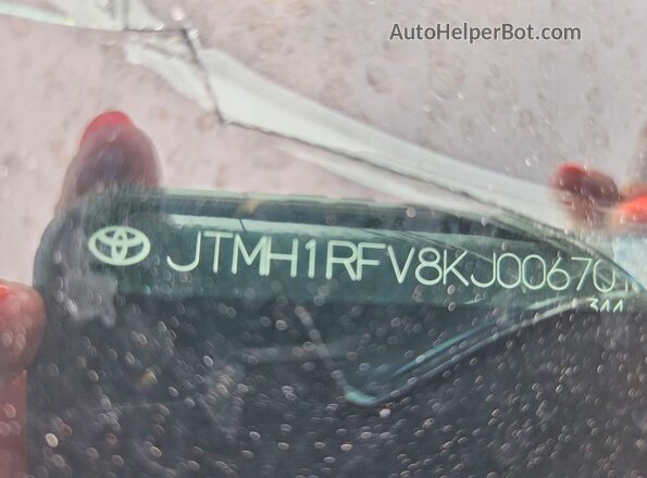 JTMH1RFV8KJ006701 2019 TOYOTA RAV4 Silver Vista de la etiqueta del VIN
