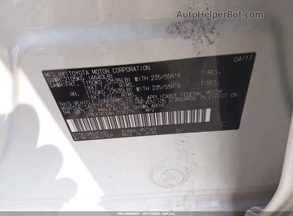 JTMJFREV4HJ708219 2017 TOYOTA RAV4 White Engine compartment view