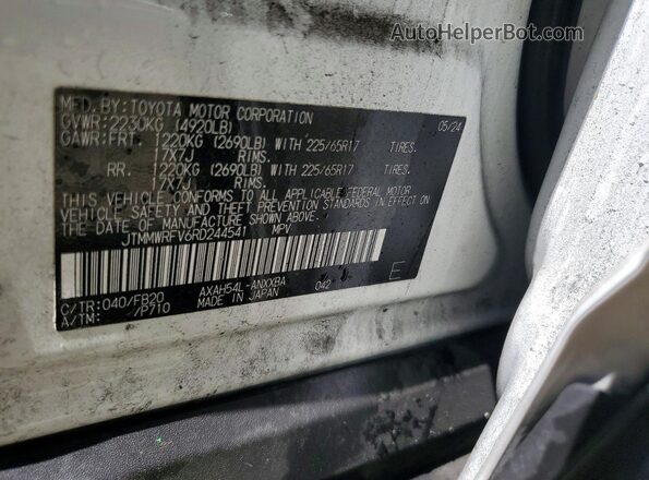 JTMMWRFV6RD244541 2024 TOYOTA RAV4 White VIN კოდის სტიკერის ხედი