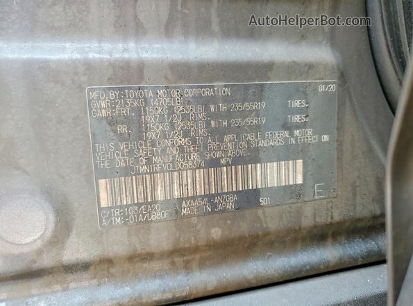 JTMN1RFV0LD058374 2020 TOYOTA RAV4 Burn Вид наклейки з VIN-кодом