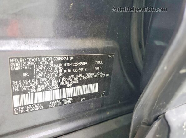 JTMN1RFV1LD526516 2020 TOYOTA RAV4 Gray VIN sticker view