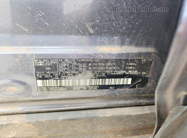 JTMN1RFV7KD039447 2019 TOYOTA RAV4 Charcoal Вид наклейки з VIN-кодом