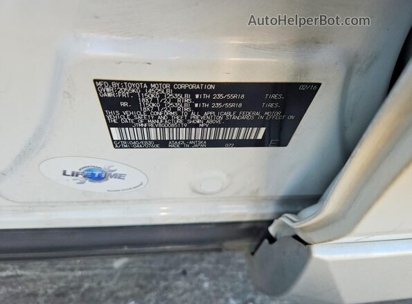JTMNFREV8GD085119 2016 TOYOTA RAV4 White Панорамний вид салону 360°