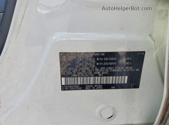 JTMNFREV8GJ067740 2016 TOYOTA RAV4 Белый Вид наклейки с VIN-кодом