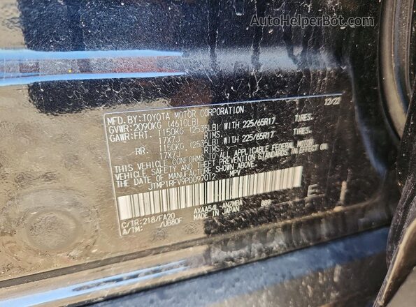 JTMP1RFV9PD097012 2023 TOYOTA RAV4 Black VIN კოდის სტიკერის ხედი