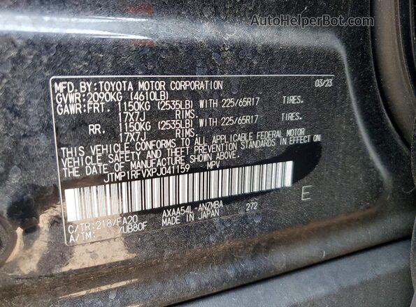 JTMP1RFVXPJ041159 2023 TOYOTA RAV4 Black VIN კოდის სტიკერის ხედი