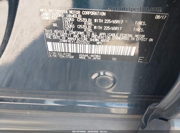 JTMRFREV1JD222622 2018 TOYOTA RAV4 Черный Вид подкапотного пространства