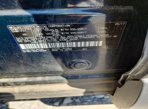 JTMRFREV4HJ711334 2017 TOYOTA RAV4 Blue VIN კოდის სტიკერის ხედი