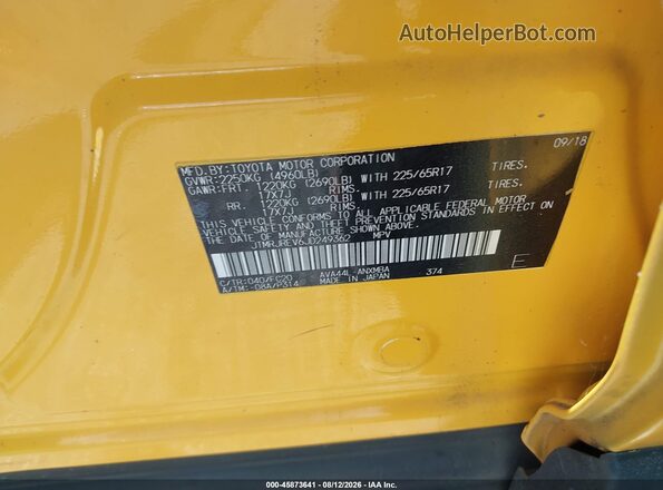 JTMRJREV6JD249362 2018 TOYOTA RAV4 HYBRID Yellow Շարժիչի բաժամունքի տեսք