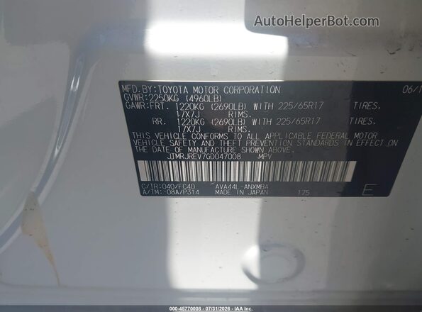 JTMRJREV7GD047008 2016 TOYOTA RAV4 HYBRID White Widok komory silnika