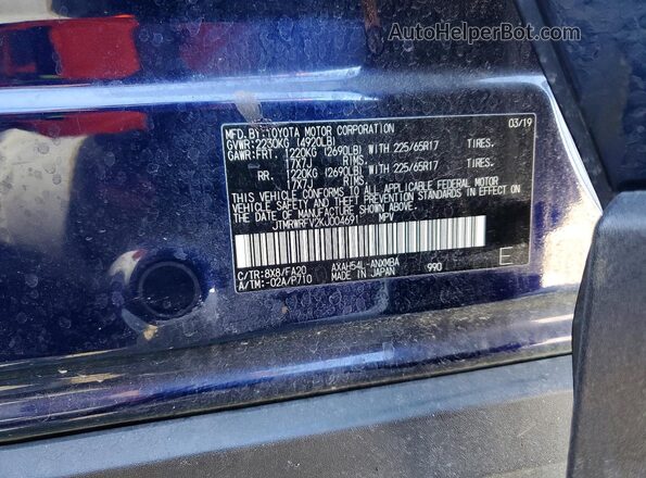 JTMRWRFV2KJ004691 2019 TOYOTA RAV4 Blue Vista del compartimento del motor