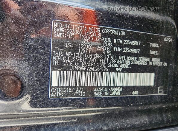 JTMRWRFV2RD254196 2024 TOYOTA RAV4 Black Widok wnętrza 360 stopni
