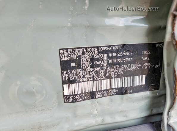 JTMRWRFV4LD054234 2020 TOYOTA RAV4 Gray Widok naklejki z numerem VIN