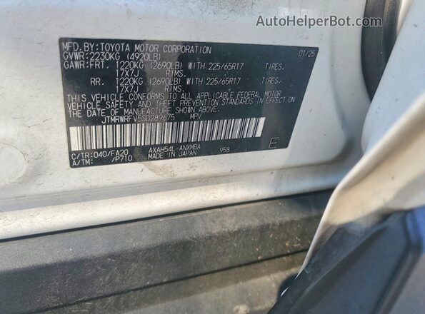 JTMRWRFV5SD289675 2025 TOYOTA RAV4 White VIN sticker view