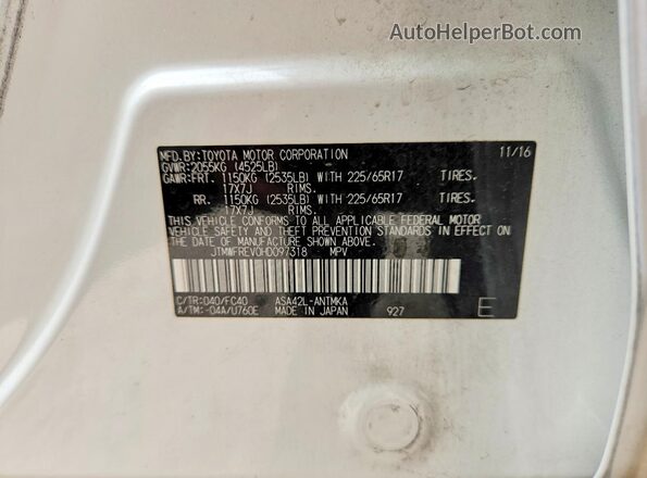 JTMWFREV0HD097318 2017 TOYOTA RAV4 White 360 interior view