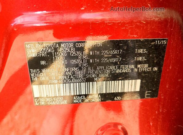 JTMWFREV2GJ066832 2016 TOYOTA RAV4 Red Widok komory silnika