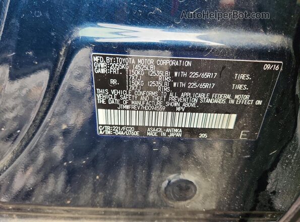 JTMWFREV7HD094559 2017 TOYOTA RAV4 Blue VIN sticker view