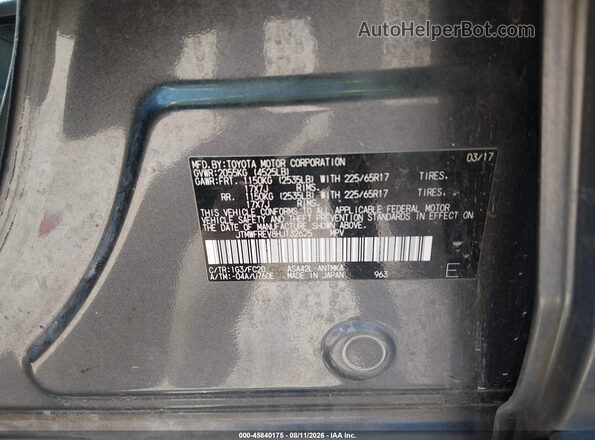 JTMWFREV8HJ132625 2017 TOYOTA RAV4 Серый Вид подкапотного пространства