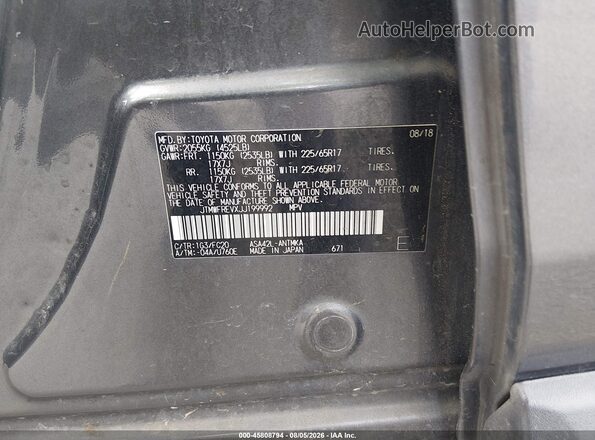 JTMWFREVXJJ199992 2018 TOYOTA RAV4 Gray ძრავის განყოფილების ხედი