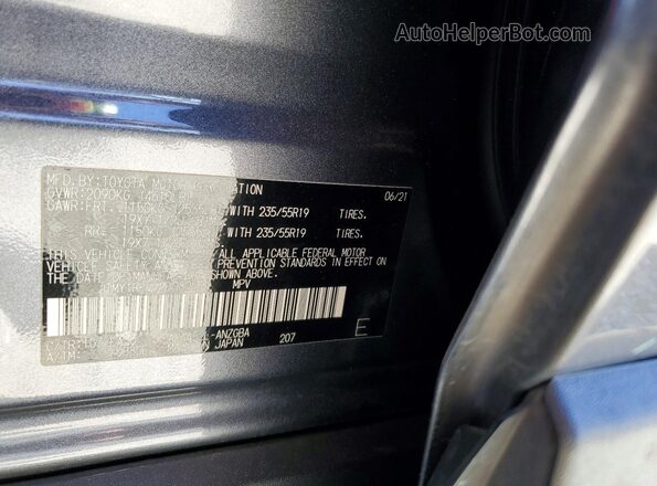 JTMY1RFV9MD080341 2021 TOYOTA RAV4 Gray Widok naklejki z numerem VIN