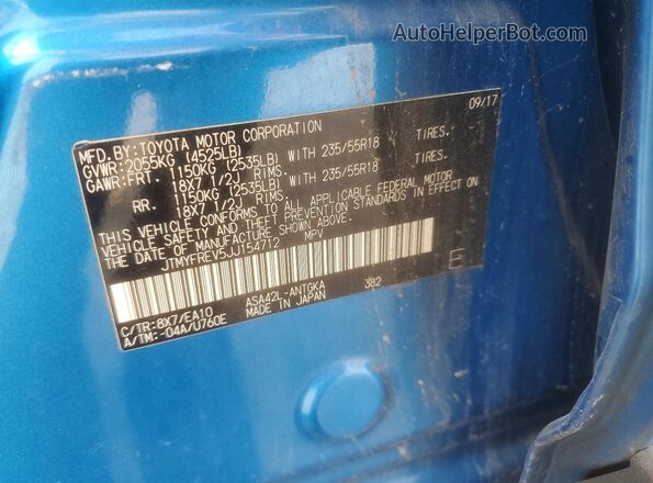 JTMYFREV5JJ154712 2018 TOYOTA RAV4 Синий Вид подкапотного пространства