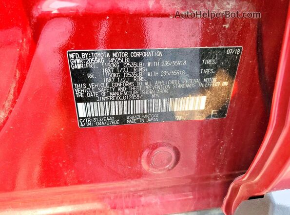 JTMYFREVXJD128587 2018 TOYOTA RAV4 Burgundy Vista interior de 360 grados