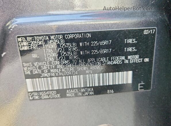 JTMZFREV7HJ709724 2017 TOYOTA RAV4 Charcoal Սալոնի 360 աստիճան տեսք
