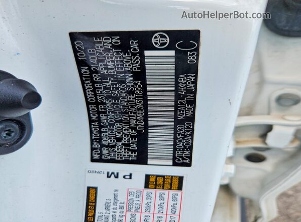 JTND4MBE3M3118954 2021 TOYOTA COROLLA White Շարժիչի բաժամունքի տեսք