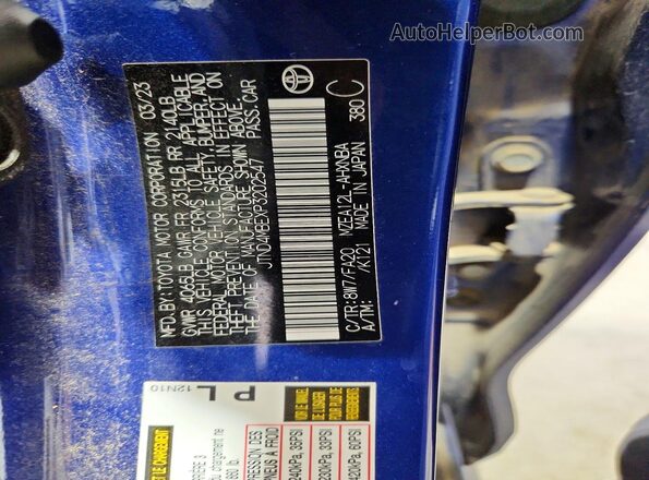 JTND4MBEXP3202547 2023 TOYOTA COROLLA Blue Engine compartment view