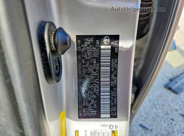 JTNKARJE3JJ572806 2018 TOYOTA COROLLA Gray Widok naklejki z numerem VIN