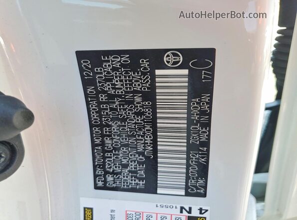 JTNKHMBX0M1106818 2021 TOYOTA C-HR White Widok naklejki z numerem VIN