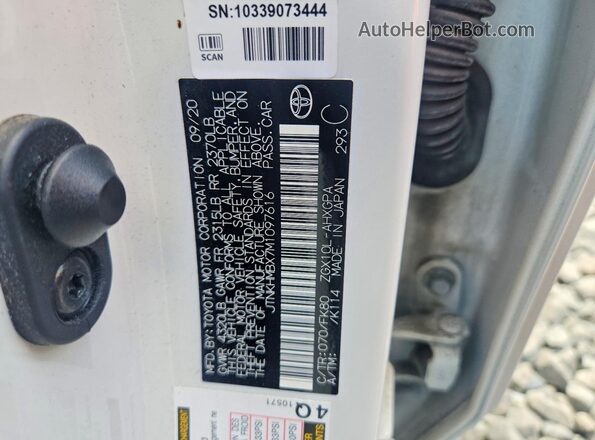 JTNKHMBX7M1097616 2021 TOYOTA C-HR White ძრავის განყოფილების ხედი