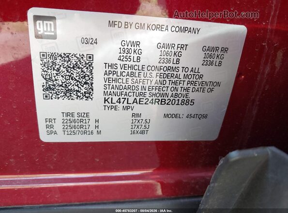 KL47LAE24RB201885 2024 BUICK OTHER Red Вид підкапотного простору