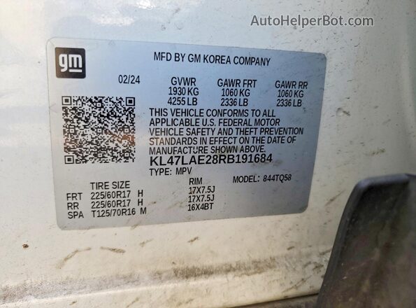 KL47LAE28RB191684 2024 BUICK OTHER Белый Вид наклейки с VIN-кодом