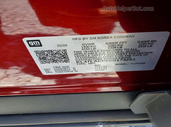 KL47LAEP0SB174251 2025 BUICK OTHER Red Vista del compartimento del motor