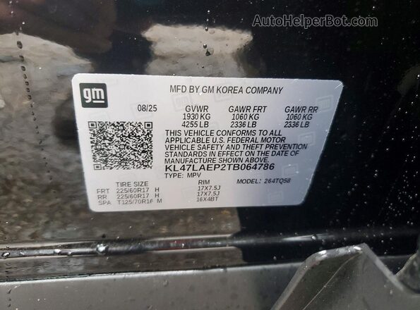 KL47LAEP2TB064786 2026 BUICK OTHER Black Vista de la etiqueta del VIN