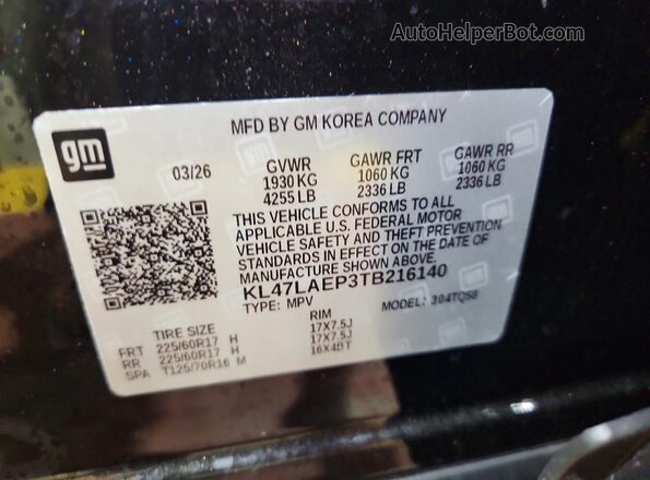 KL47LAEP3TB216140 2026 BUICK OTHER Black VIN კოდის სტიკერის ხედი