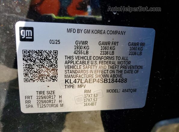 KL47LAEP4SB184488 2025 BUICK OTHER Black VIN կոդի պիտակի տեսք